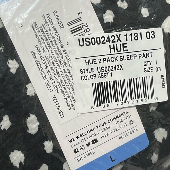 HUE Women’s Sleep Pajama Pants, 2 Paira, Size L, NWT - Picture 9 of 11
